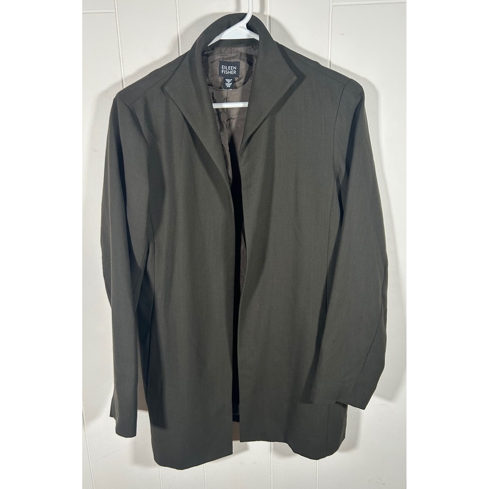 Eileen Fisher XS Jacket Italian Wool Blend Blazer Open Minimalist Career